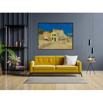 Tablou canvas, intaglio, color, clasic, casa galbena, the yellow house de van gogh, print pe panza premium, pentru living vng18-2