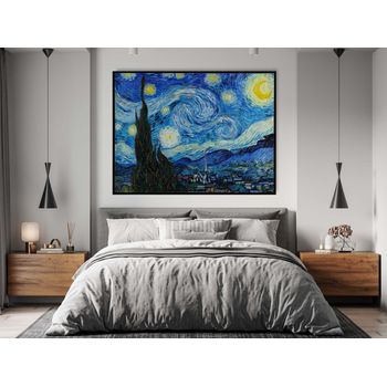 Tablou canvas, intaglio, color, clasic, albastru, the starry night de van gogh, print pe panza premium, pentru dormitor vng05-2