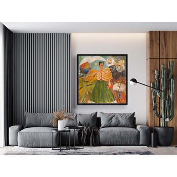 Tablou canvas, intaglio, color, modern, marxism will give health to the ill de frida kahlo, print pe panza premium, pentru livin fkl02-1