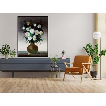 Tablou canvas, intaglio, color, clasic, vaza cu flori albe, print pe panza premium, pentru living, hol, dormitor flrc27-2