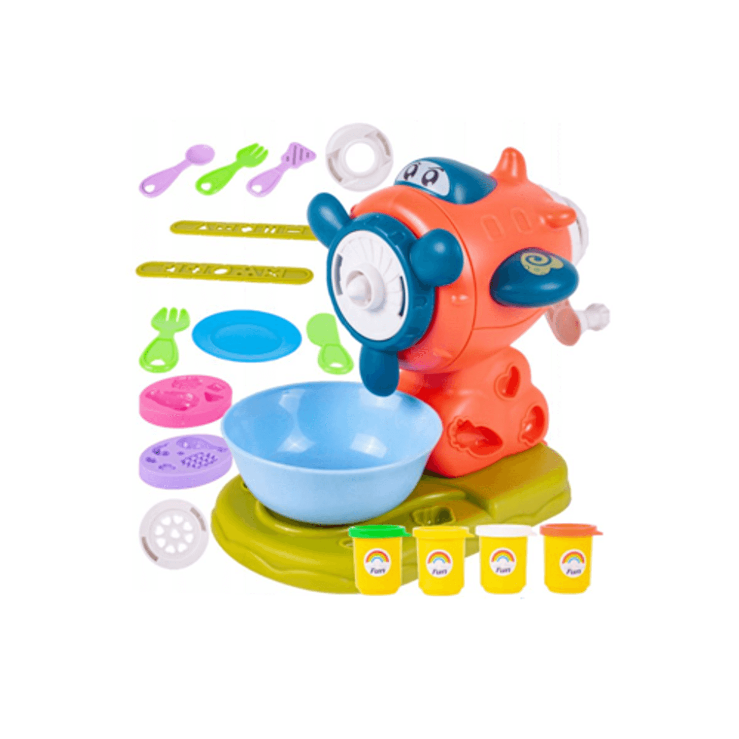 Kit plastilina, avion cu masa pentru paste, forme si accesorii, Malplay 108955 fotografia produsului