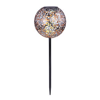Lampa solara tip glob, Globo Lighting, LED 0.06 W, perforatii efecte florale, diametru 18.5 cm, gri elefant.ro imagine noua 2022