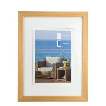 Rama foto din lemn, aspect tablou, 30 x 40 cm, aurie