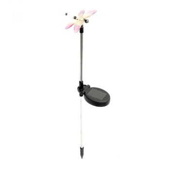 Decoratiune solara libelula roz, home, led alb rece, suport fix, inaltime 50cm