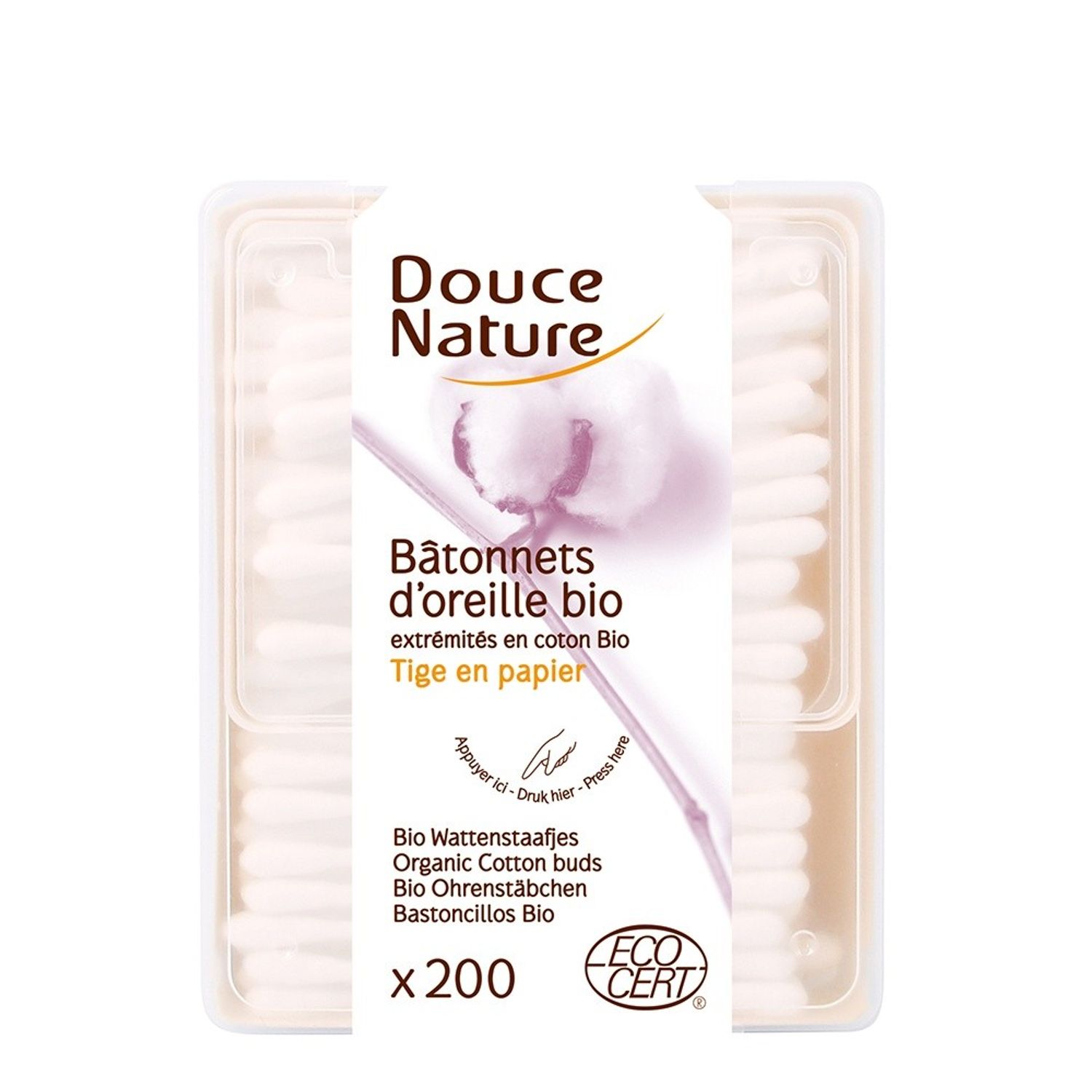 Betisoare de urechi cu bumbac organic 200buc fotografia produsului