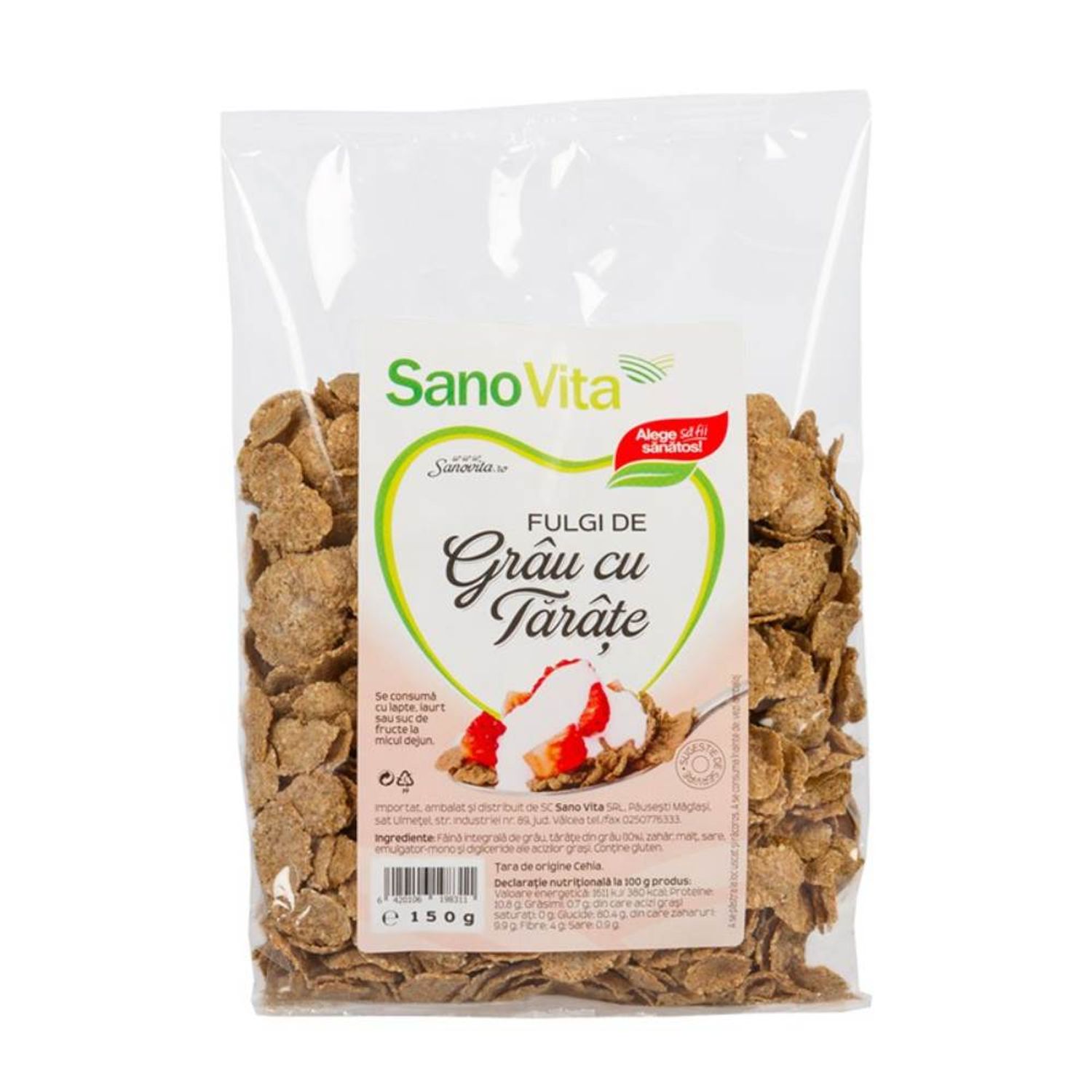 Fulgi de Grau cu Tarate Sano Vita, 150 g fotografia produsului