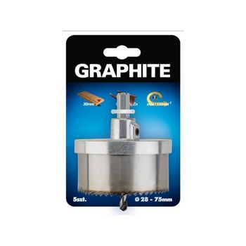 Set de 5 carote pentru lemn graphite, diametru 28-75 mm, inaltime 30 mm, carota, freza de lemn, carota lemn, carota d