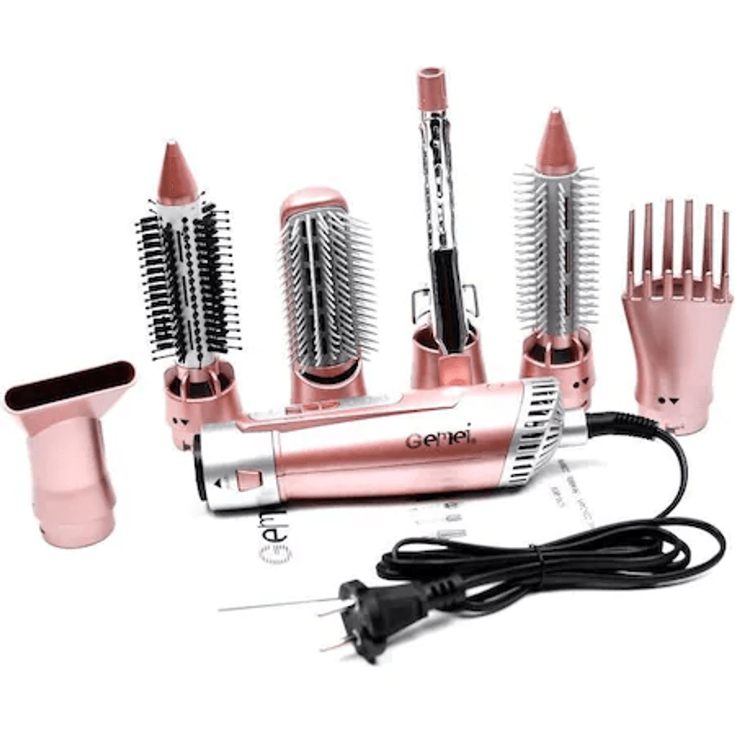 Set Uscator De Par Gemei,  7 Accesorii, 3 Trepte De Temperatura, 2200W,  Pink/Silver fotografia produsului View 5 L