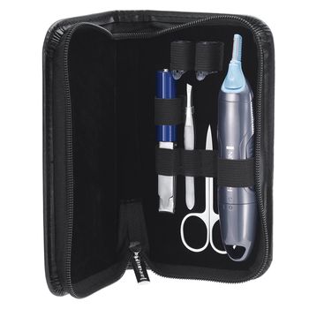 Set trimmer, capete interschimbabile, destinat pentru nas si urechi, accesorii incluse, negru/albastru