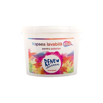 Vopsea lavabila de exterior renew universal, alba, snt677325