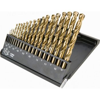 Set 19 burghie hss tin pentru metal graphite, diametru 1-10 mm, burghiu metal, burghiu otel, burghiu placi metalice, 
