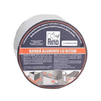 Banda etansare din aluminiu cu bitum rino, 1.1x100mm x 10m