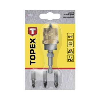 Suport bit topex soclu 1/4'', lungime 65 mm, 5 buc/set, suport pentru bit, suport surubelnita, suport magnetic bit, s