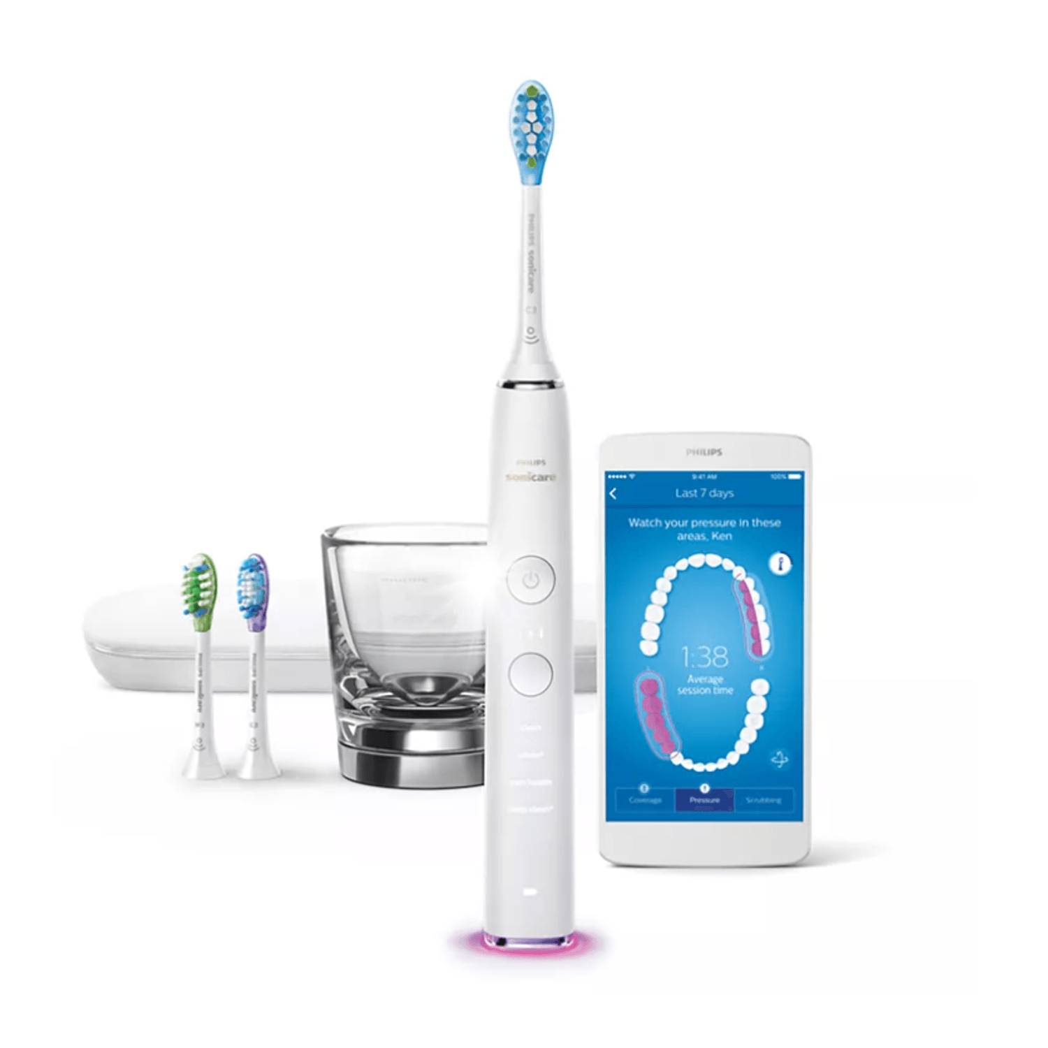 Periuta Smart Philips Pentru Albirea Dintilor, Cu Aplicatie Connected Brushing Android/ios,Afisaj Iluminat, Culoare Alb fotografia produsului View 7 L