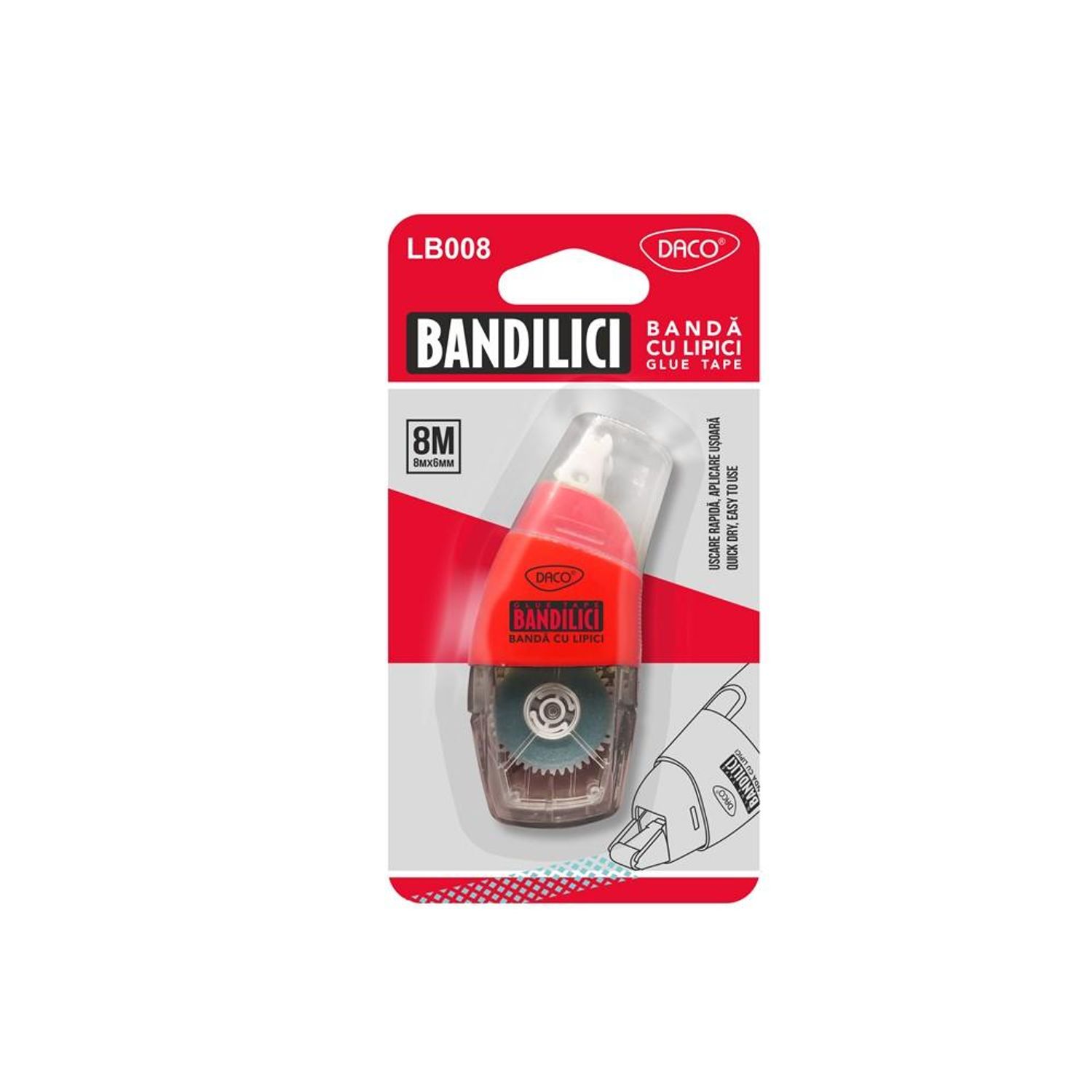 Lipici Banda Daco, 8m x 6 mm fotografia produsului