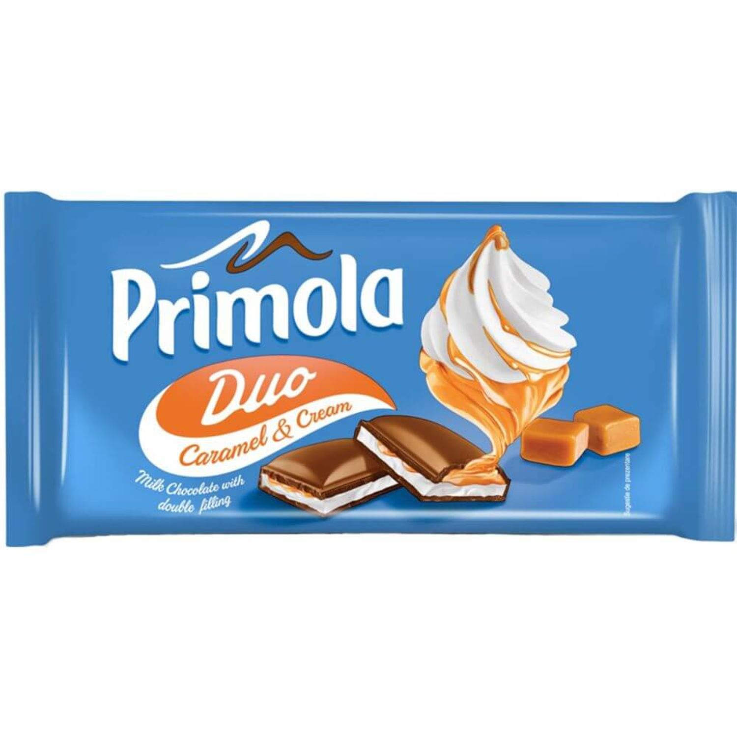 Ciocolata Primola Duo Caramel &amp; Frisca, 89 g fotografia produsului