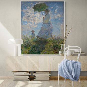 Tablou canvas, intaglio, color, clasic, woman with a parasol de claude monet, print pe panza premium, pentru living cmnt07-2