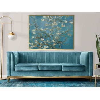 Tablou canvas, intaglio, color, clasic, flori albe, albastru, almond blossom de van gogh, print pe panza premium, pentru living vng04-2