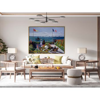 Tablou canvas, intaglio, color, clasic, garden at sainte-adresse de claude monet, print pe panza premium, pentru living cmnt12-2