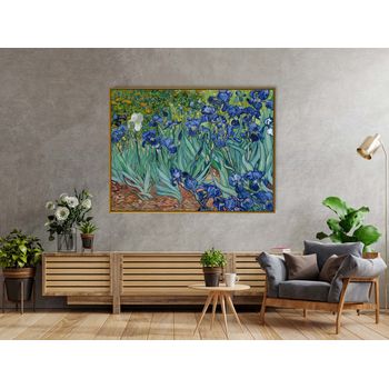 Tablou canvas, intaglio, color, flori irises de van gogh, print pe panza premium, pentru dormitor vng56-1