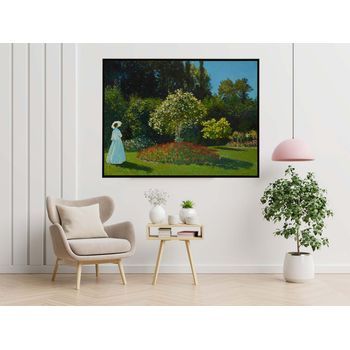 Tablou canvas, intaglio, color, clasic, lady in the garden de claude monet, print pe panza premium, pentru living cmnt02-3