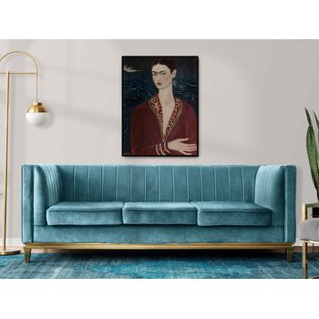 Tablou canvas, intaglio, color, modern, self-portrait wearing a velvet dress de frida kahlo, print pe panza premium, pentru livi fkl04-2