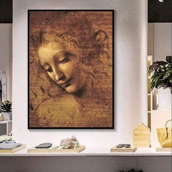 Tablou canvas, intaglio, color, clasic, la scapigliata de leonardo da vinci, print pe panza premium, pentru living ldv06-2