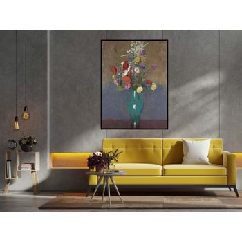 Tablou canvas, intaglio, color, clasic, vaza cu flori colorate, print pe panza premium, pentru living, hol flrc05-1
