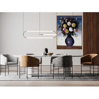Tablou canvas, intaglio, color, clasic, vaza cu flori picatate, print pe panza premium, pentru living, hol, bucatarie flrc12-1