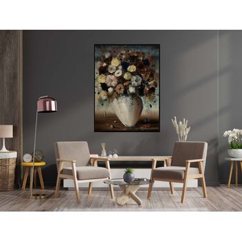 Tablou canvas, intaglio, color, clasic, flori colorate, print pe panza premium, pentru living, hol flrc18-1