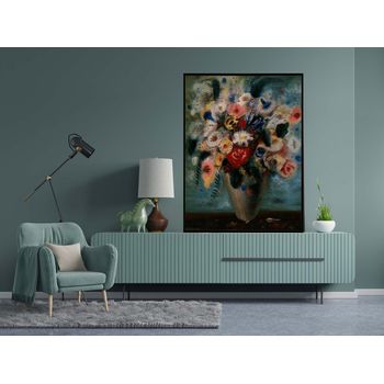 Tablou canvas, intaglio, color, clasic, flori colorate, print pe panza premium, pentru living, hol flrc06-1