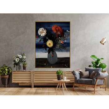 Tablou canvas, intaglio, color, clasic, flori colorate, print pe panza premium, pentru living, hol, birou flrc08-1