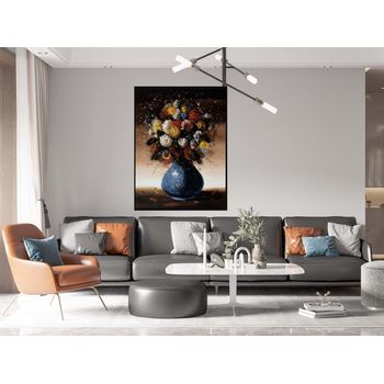 Tablou canvas, intaglio, color, clasic, vaza cu flori colorate, print pe panza premium, pentru living, hol, birou flrc09-3