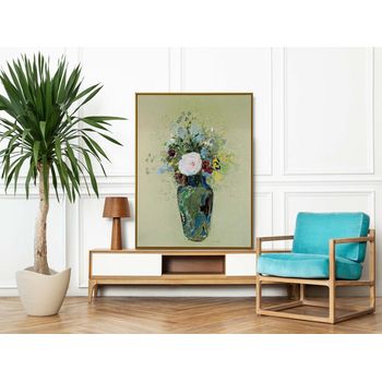 Tablou canvas, intaglio, color, clasic, vaza cu flori de camp, print pe panza premium, pentru living, hol, dormitor