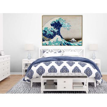 Tablou canvas, intaglio, color, clasic, the great wave de kanagawa, print pe panza premium, pentru dormitor kng01-1