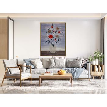 Tablou canvas, intaglio, color, clasic, vaza cu flori de primavara, print pe panza premium, pentru living, hol