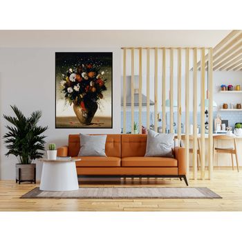 Tablou canvas, intaglio, color, clasic, vaza cu flori colorate, print pe panza premium, pentru bucatarie, living, hol