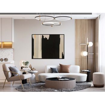Tablou canvas, intaglio, abstract, print pe panza premium, color, in tonuri de negru si crem, pentru living, dormitor