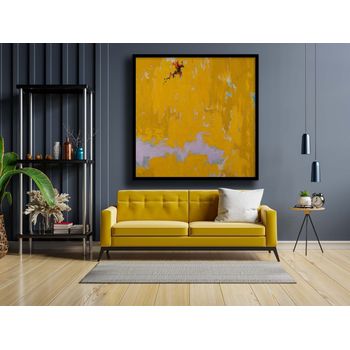 Tablou canvas, intaglio, abstract, print pe panza premium, color, in tonuri galben, pentru living, dormitor, hol