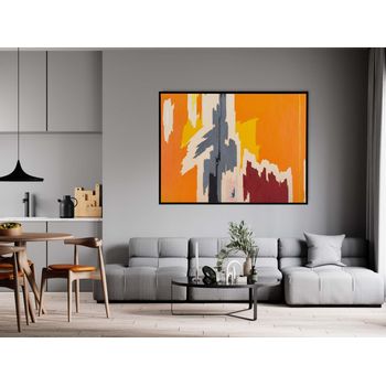 Tablou canvas, intaglio, abstract, print pe panza premium, color, in tonuri de portocaliu, pentru living, dormitor, birou