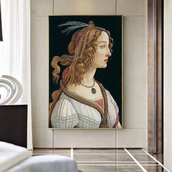 Tablou canvas, intaglio, color, clasic, idealized portrait of a lady de sandro botticelli, print pe panza premium, pentru hol