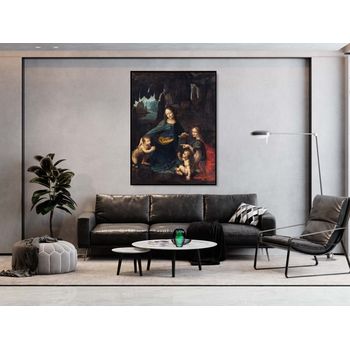 Tablou canvas, intaglio, color, clasic, the virgin of the rocks de leonardo da vinci, print pe panza premium, pentru living