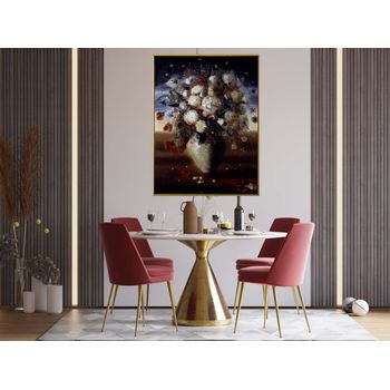 Tablou canvas, intaglio, color, clasic, buchet de flori albe, print pe panza premium, pentru bucatarie, living, hol