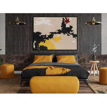 Tablou Canvas, Intaglio, Abstract, print pe panza Premium, color, in tonuri de galbem, negru, crem, pentru living, dormitor, bir CSABS09-1 elefant.ro imagine noua 2022