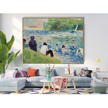 Tablou canvas, intaglio, color, clasic, bathers de georges seurat, print pe panza premium, pentru living