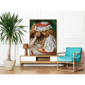 Tablou canvas, intaglio, color, clasic, two girls reading de pierre renoir, print pe panza premium, pentru hol rnr04-1