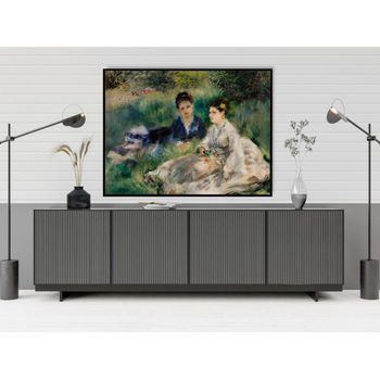 Tablou canvas, intaglio, color, clasic, on the grass de pierre renoir, print pe panza premium, pentru dormitor rnr08-3