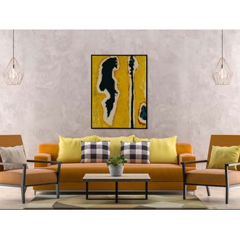 Tablou canvas, intaglio, abstract, print pe panza premium, color, pe fundal galben, pentru living, dormitor, birou, camera copii csabs11-1