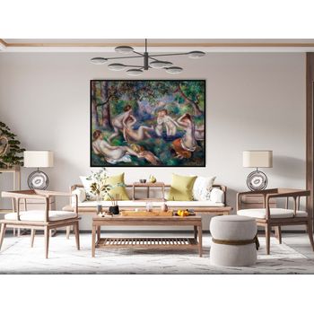 Tablou canvas, intaglio, color, clasic, bathers in the forest de pierre renoir, print pe panza premium, pentru living rnr11-1