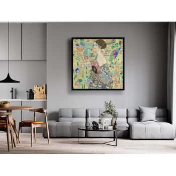 Tablou canvas, intaglio, multicolor, modern, lady with fan de gustav klimt, print pe panza premium, pentru living klmt01c1-1